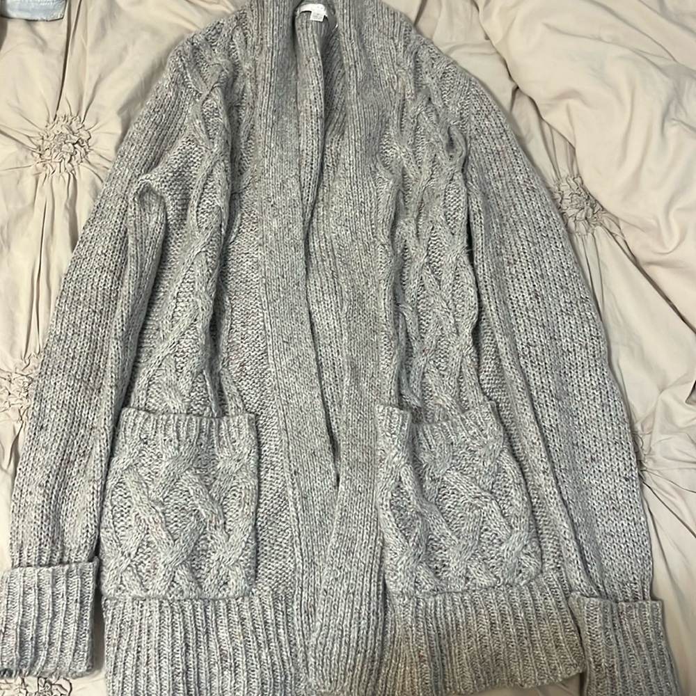 grey cardigan
